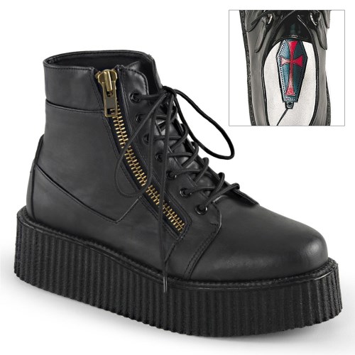 Black Demonia V-CREEPER-571 Vegan Leather Men's Creepers Shoes | 80BCKD