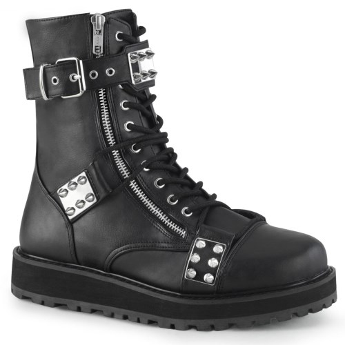 Black Demonia Valor-280 Vegan Leather Men's Ankle Boots | 17RDYF