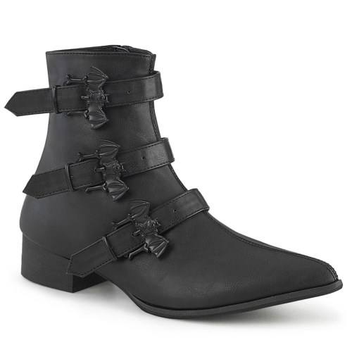 Black Demonia Warlock-50-B Vegan Leather Men's Ankle Boots | 01LKYJ