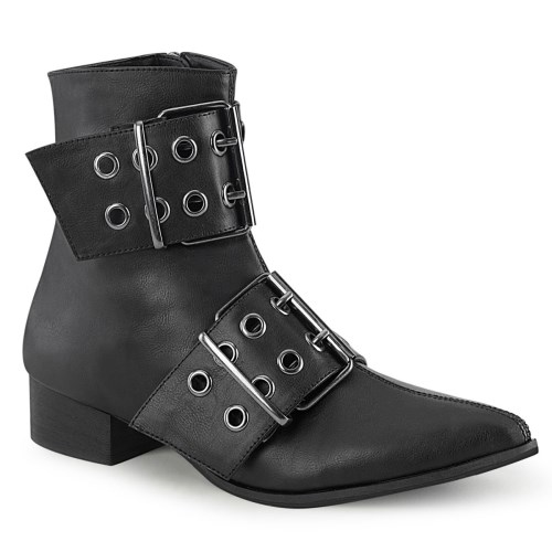 Black Demonia Warlock-55 Vegan Leather Men's Ankle Boots | 54ONRA