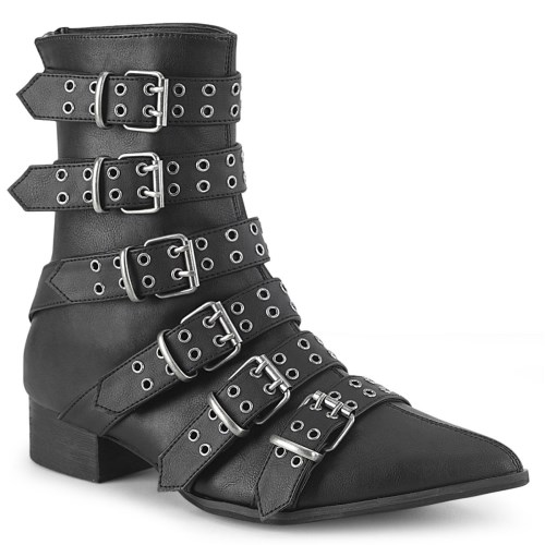 Black Demonia Warlock-70 Vegan Leather Men's Ankle Boots | 10LCPA