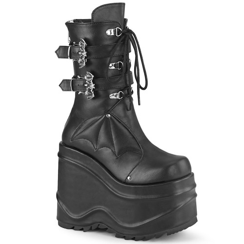 Black Demonia Wave-150 Vegan Leather Women's Ankle Boots | 18LISC