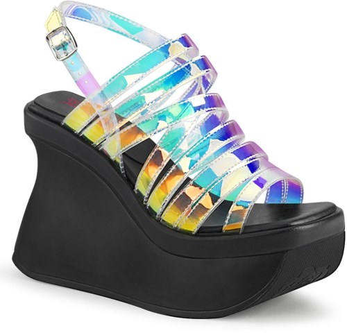 Black / Multicolor Demonia Pace-33 Magic Mirror Women's Sandals | 21HSEK