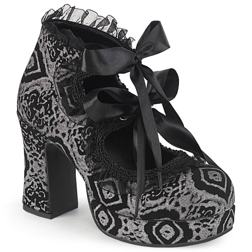 Black / Silver Demonia Gothika-53 Faux Nubuck Leather Women's Platform Shoes | 57ZWCG