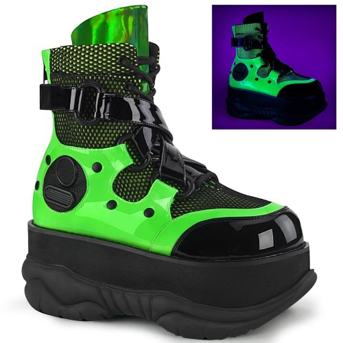 Green / Black Demonia Neptune-126 Patent Men's Ankle Boots | 46FPVB