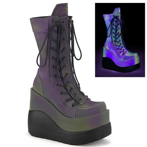 Green / Multicolor Demonia Void-118 Reflective Women's Ankle Boots | 47NXCA