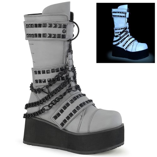 Grey Demonia Trashville-138 Reflective Vegan Leather Men's Ankle Boots | 14FMQB