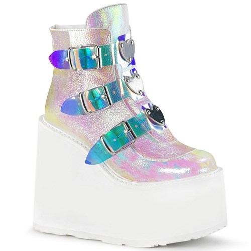 Multicolor Demonia Swing-105 Pearl Iridescent Vegan Leather Women's Ankle Boots | 86ZCUD