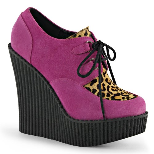 Pink Demonia Creeper-304 Vegan Suede-Animal Women's Creepers Shoes | 46RTNJ