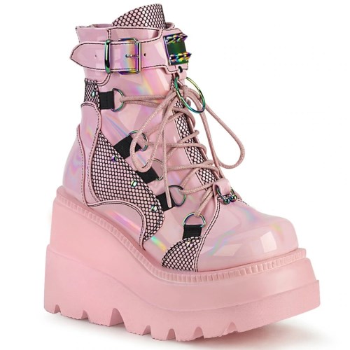 Pink Demonia Shaker-60 Hologram Women's Ankle Boots | 04BIUX