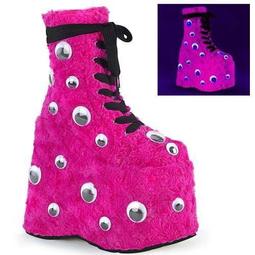 Pink Demonia Slay-206 Fur Women's Ankle Boots | 68PFAU