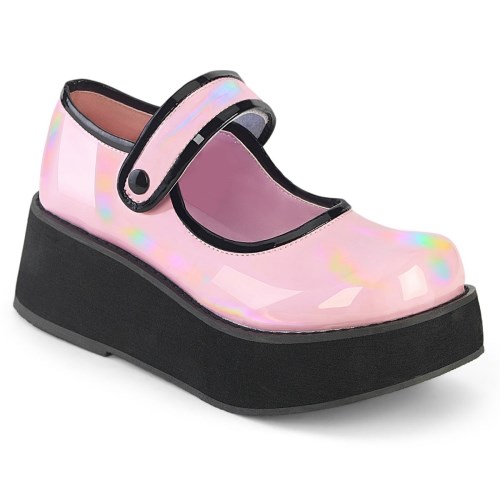 Pink Demonia Sprite-01 Holo Patent Women's Mary Jane Shoes | 60GIMH