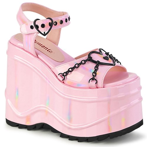 Pink Demonia Wave-09 Hologram Women's Sandals | 80RFCH