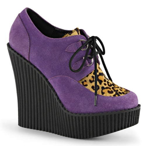 Purple Demonia Creeper-304 Vegan Suede-Animal Women's Creepers Shoes | 31KJRP