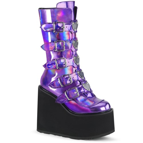 Purple Demonia Swing-230 Hologram Women's Knee-high Boots | 87PWEB