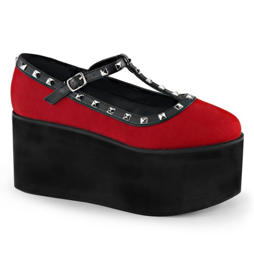 Red Demonia Click-07 Canvas Women's Platform Shoes | 47FEPW