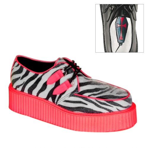 Red Demonia V-CREEPER-507UV Zebra Fur-UV Men's Creepers Shoes | 31STXU