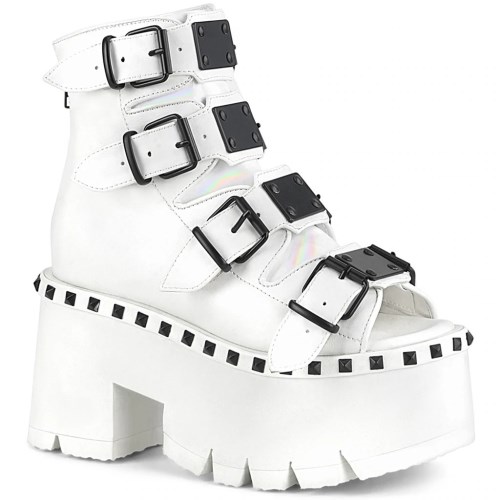 White Demonia Ashes-70 Vegan Leather Women's Ankle Boots | 98QKIL