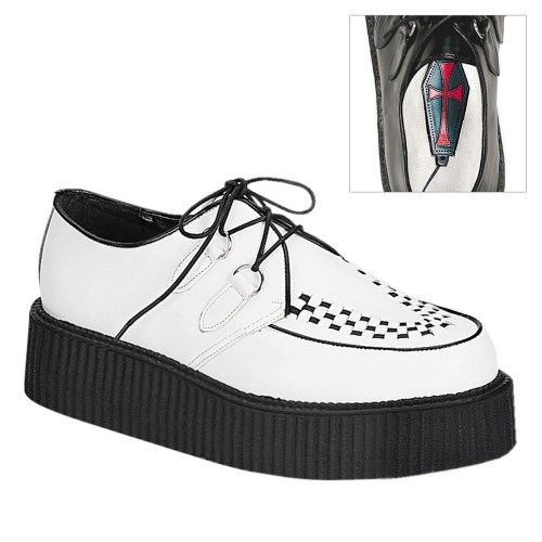 White Demonia Creeper-402 Leather Men's Creepers Shoes | 82UMQY