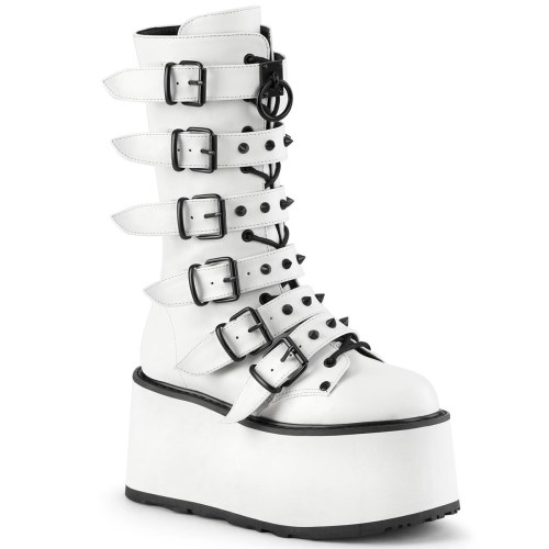 White Demonia Damned-225 Vegan Leather Women's Knee-high Boots | 78VYRC