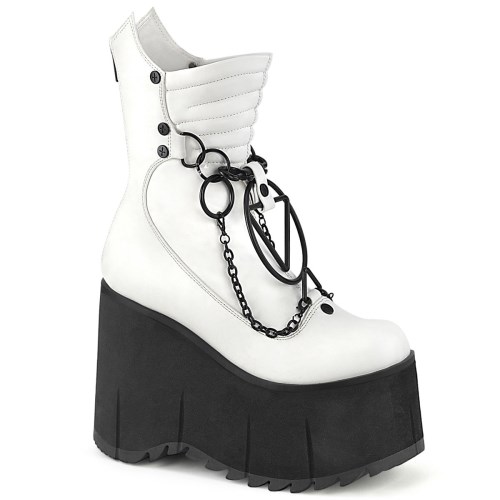 White Demonia Kera-130 Vegan Leather Women's Ankle Boots | 50RSNW