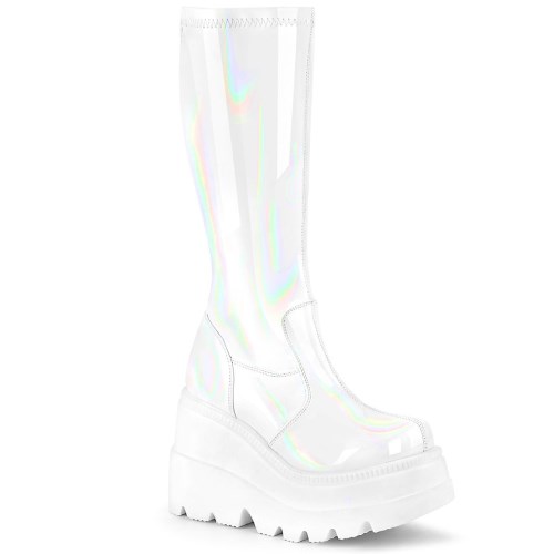 White Demonia Shaker-65 Hologram Women's Ankle Boots | 75IYZV