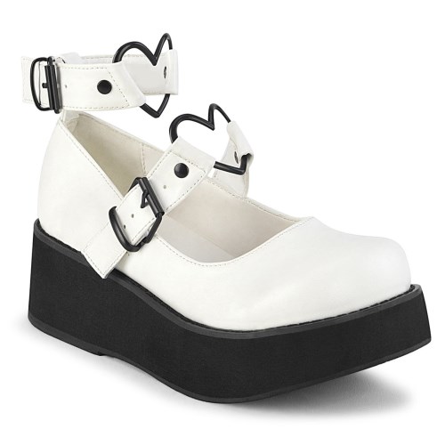 White Demonia Sprite-02 Vegan Leather Women's Mary Jane Shoes | 90MGLF