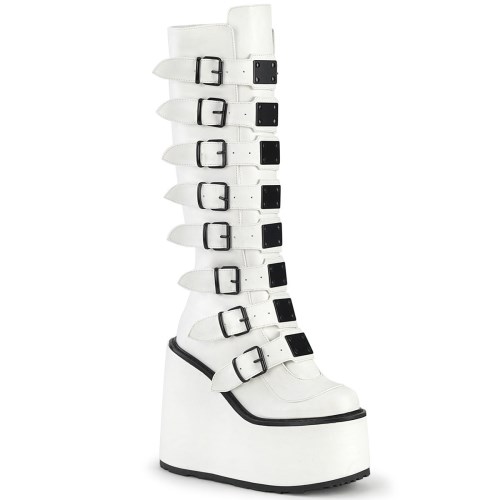 White Demonia Swing-815 Vegan Leather Women's Knee-high Boots | 12LPNZ