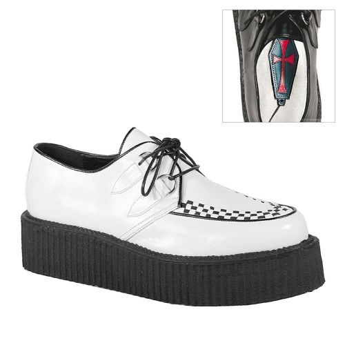 White Demonia V-CREEPER-502 Vegan Leather Men's Creepers Shoes | 96LPUX