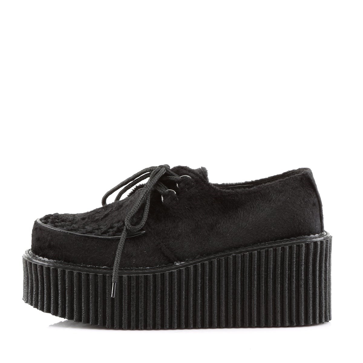 Black Demonia Creeper-202 Fur Women's Creepers Shoes | 57RHOQ