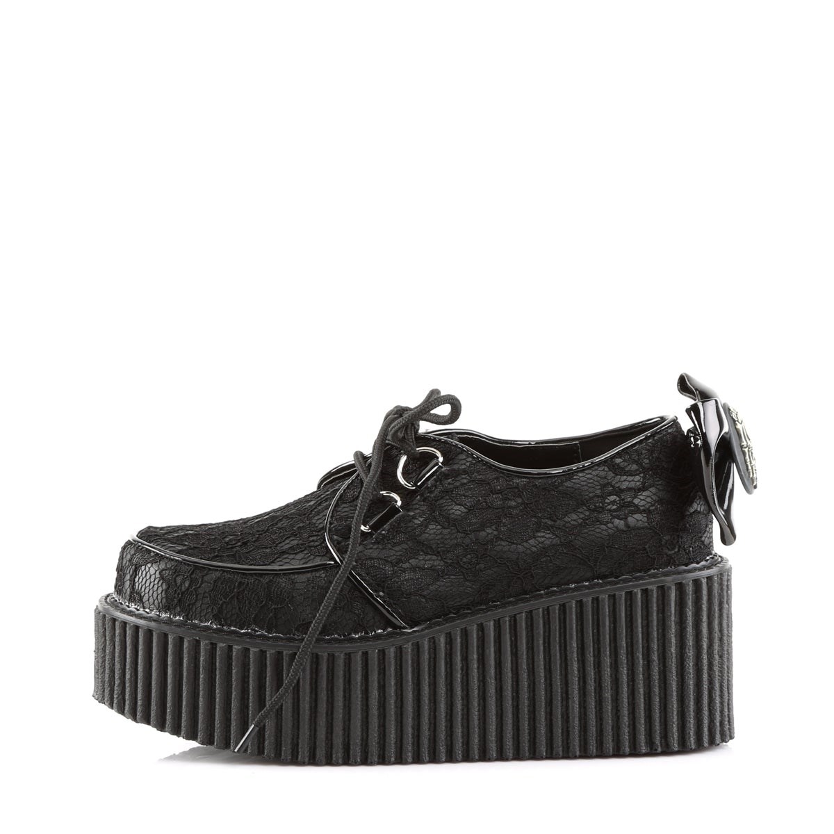 Black Demonia Creeper-212 Vegan Leather-Lace Women's Creepers Shoes | 19HBNE