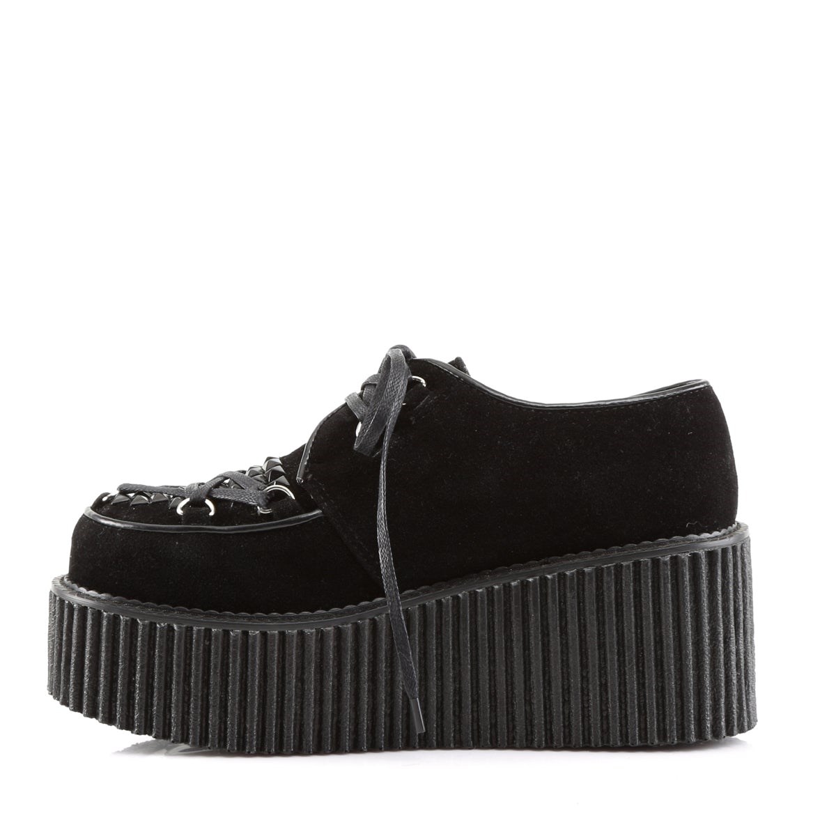 Black Demonia Creeper-216 Vegan Suede Women's Creepers Shoes | 02LGRI