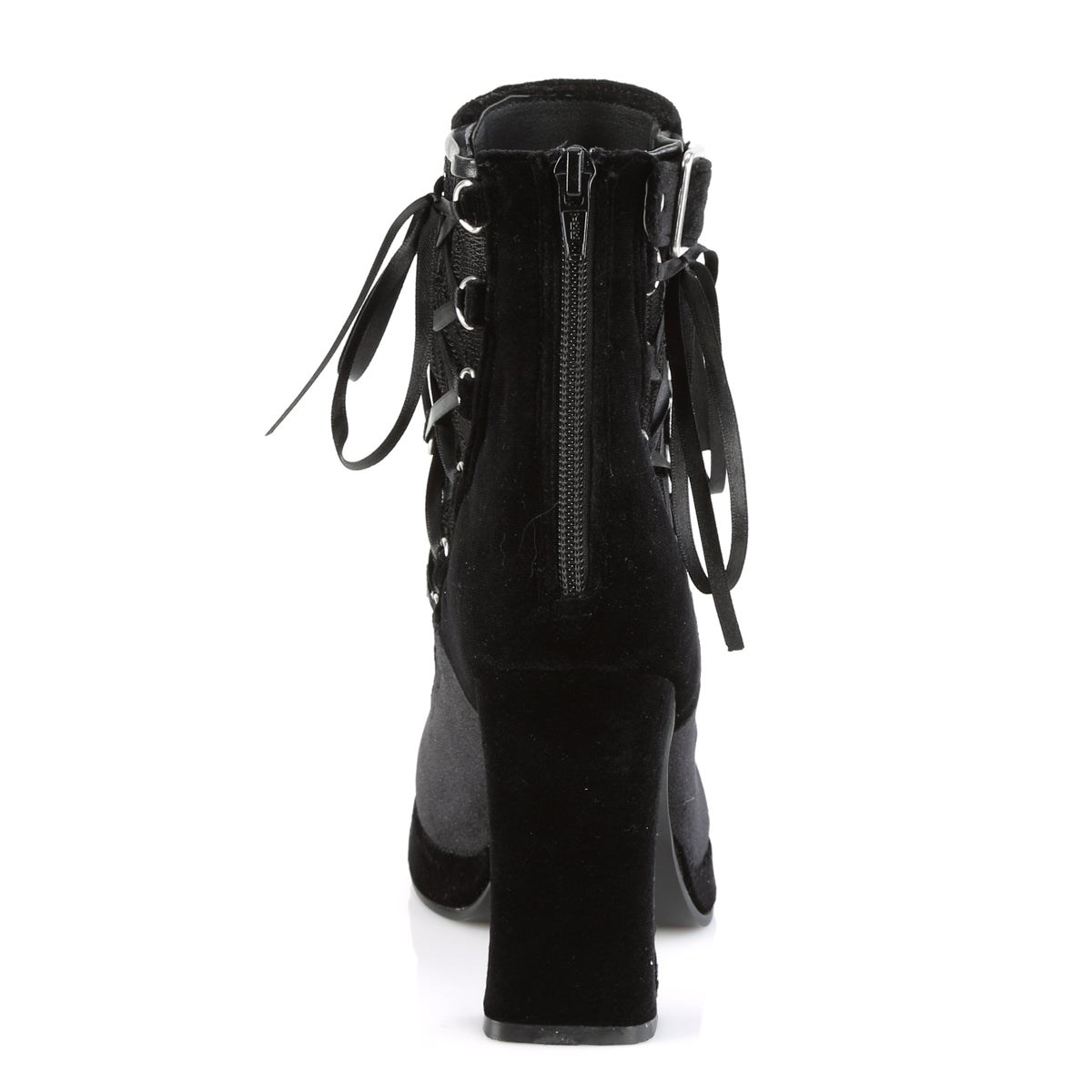 Black Demonia Crypto-51 Velvet-Lace Women's Ankle Boots | 04AFNS