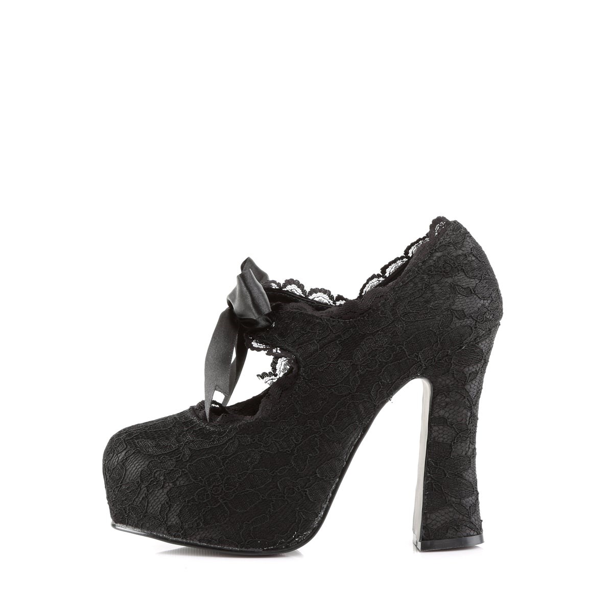 Black Demonia Demon-11 Satin Lace Women's Heels Shoes | 85DCJN