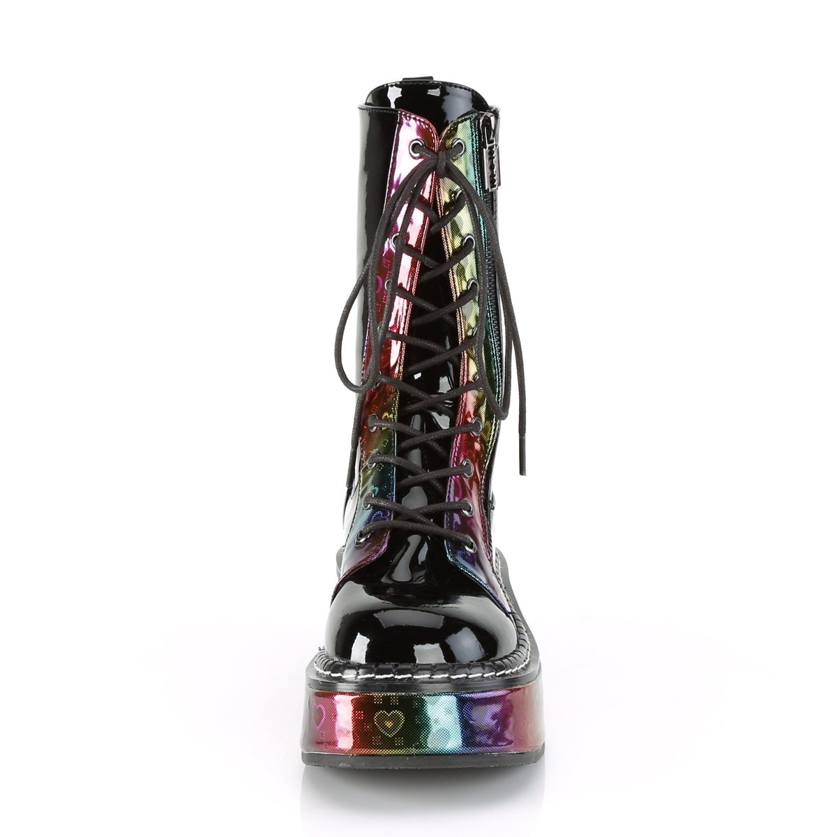 Black Demonia Emily-350 Rainbow Hologram w Women's Knee-high Boots | 19IWHB