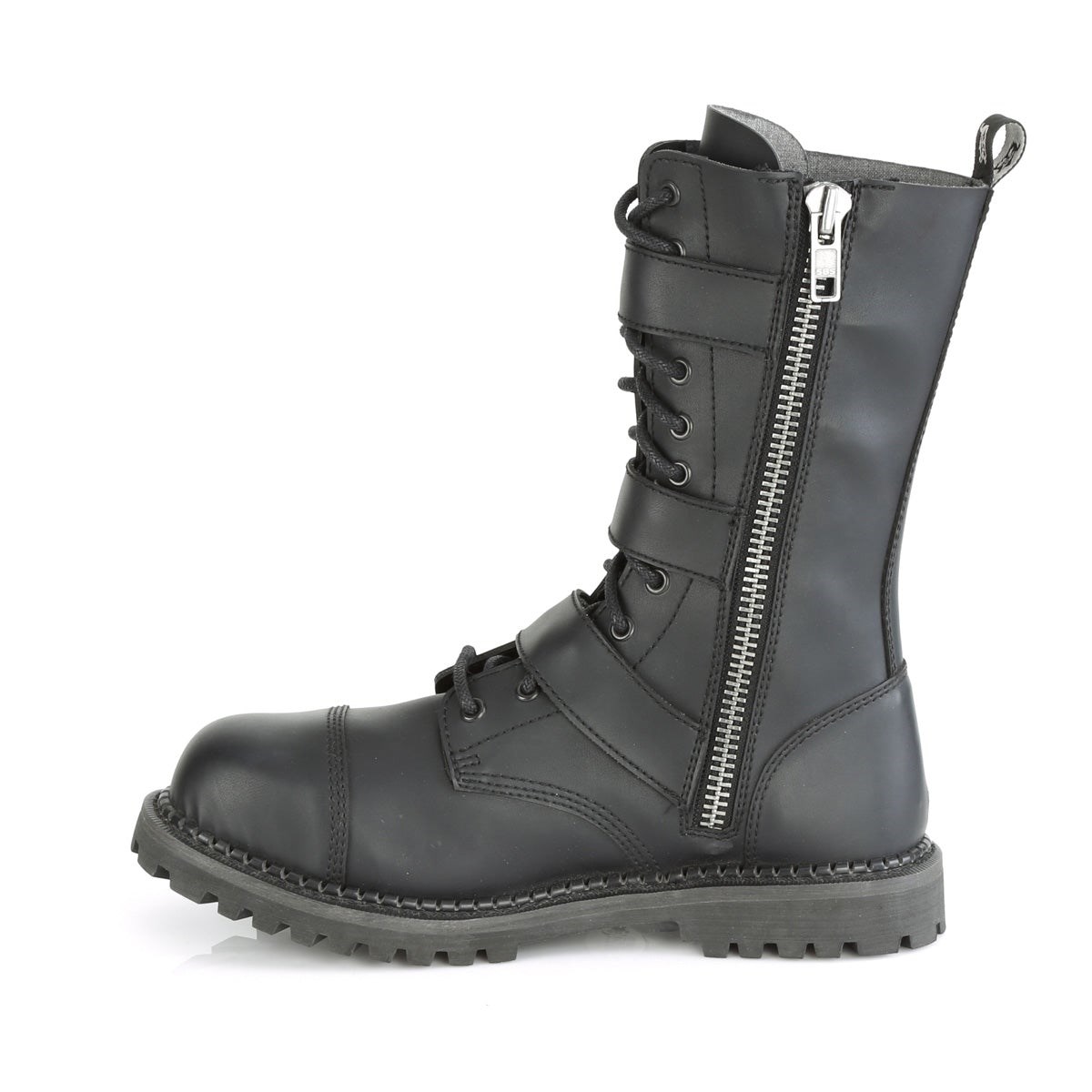 Black Demonia Riot-12BK Vegan Leather Men's Ankle Boots | 18INOX