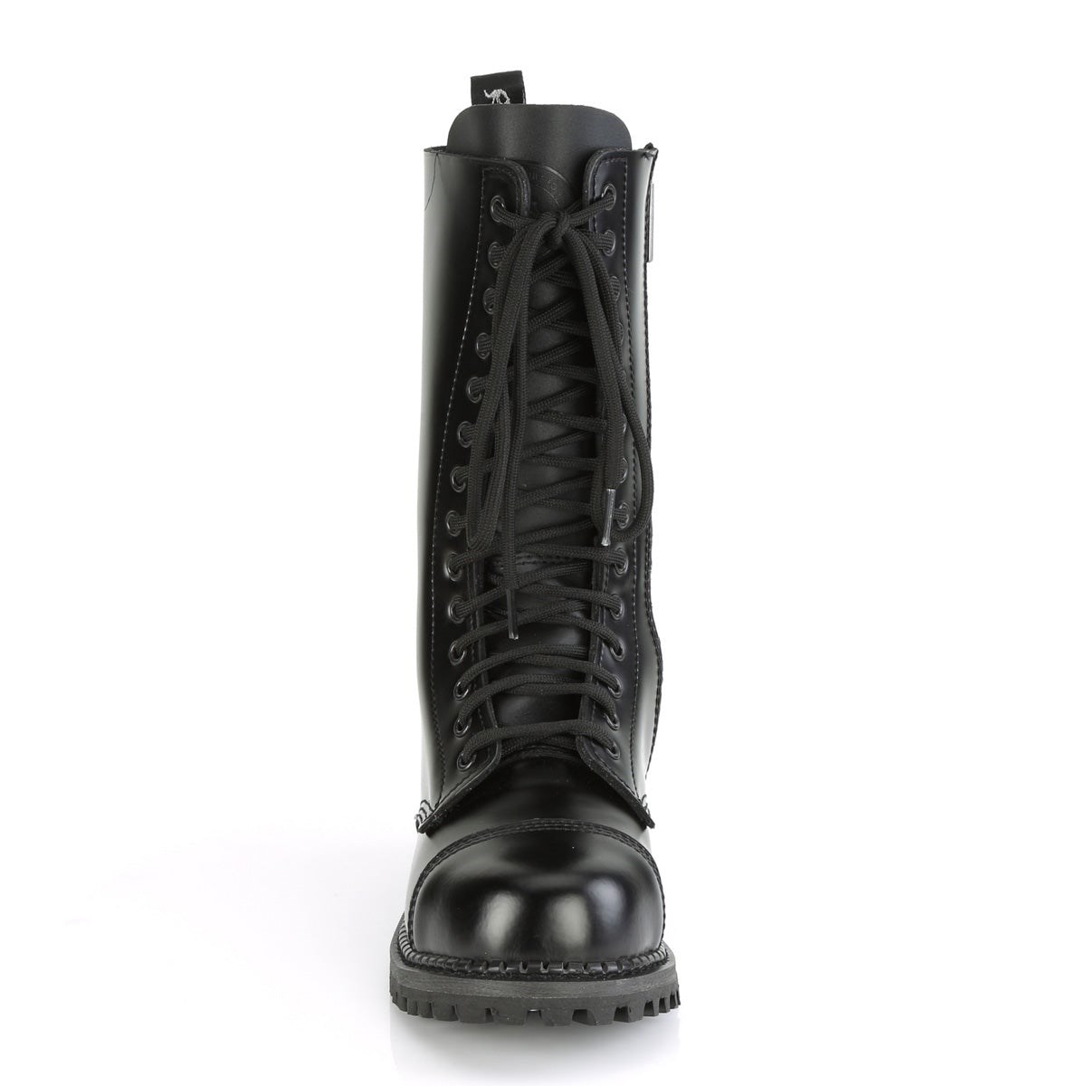 Black Demonia Riot-14 Leather Men's Knee-high Boots | 89ACRK