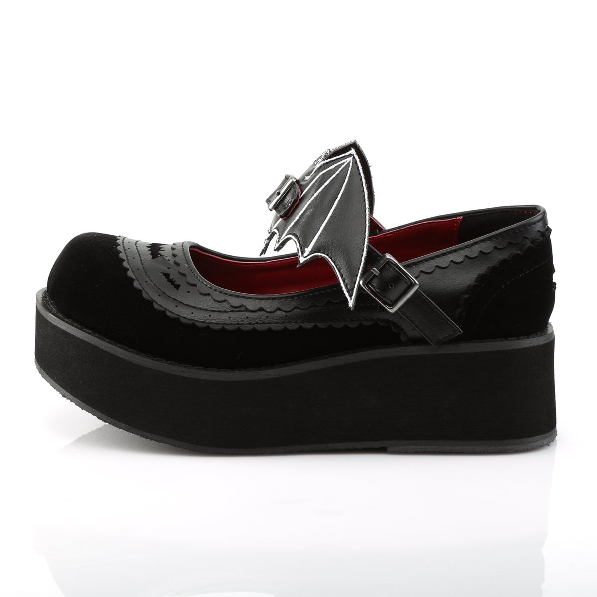 Black Demonia Sprite-09 Vegan Leather-Velvet Women's Mary Jane Shoes | 51BDHT