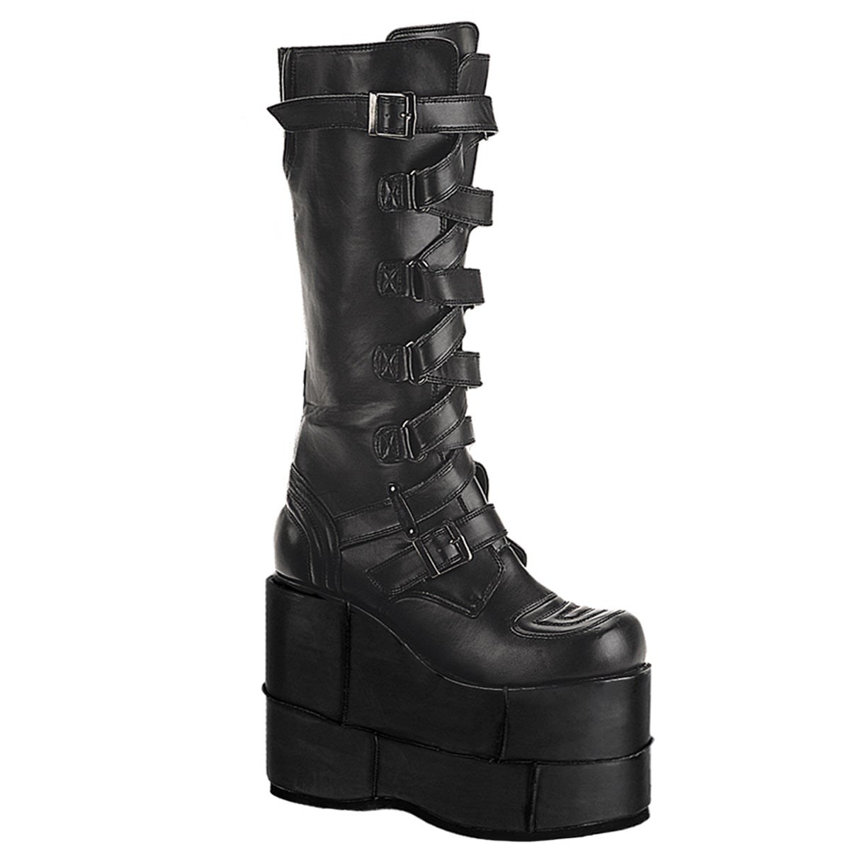 Black Demonia Stack-308 Vegan Leather Men\'s Knee-high Boots | 39OPVT