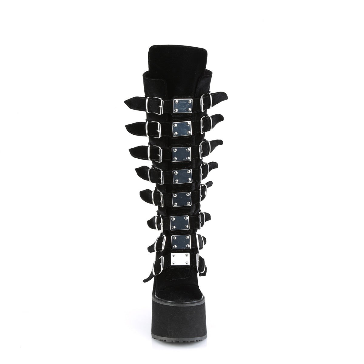 Black Demonia Swing-815 Velvet Women's Knee-high Boots | 35ZBNT