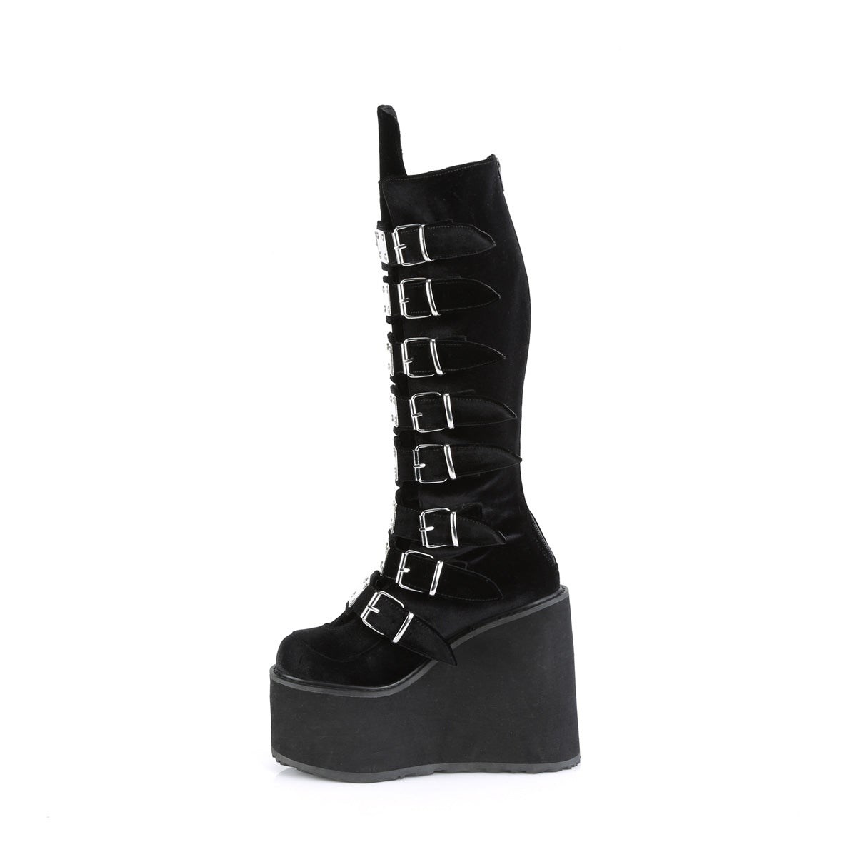 Black Demonia Swing-815 Velvet Women's Knee-high Boots | 35ZBNT