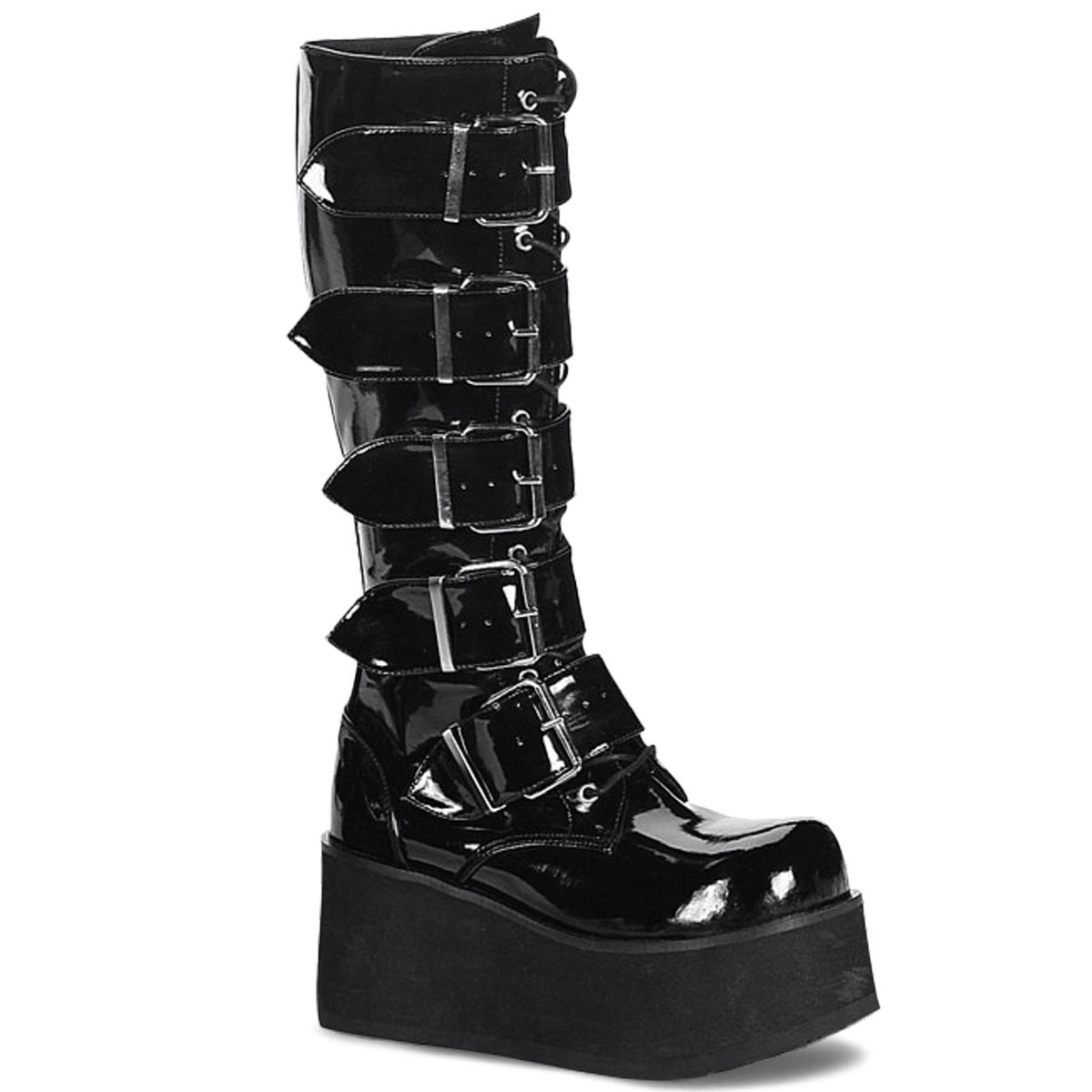 Black Demonia Trashville-518 Patent Men\'s Knee-high Boots | 94SRYD