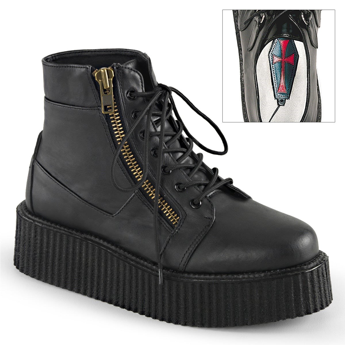 Black Demonia V-CREEPER-571 Vegan Leather Men\'s Creepers Shoes | 80BCKD