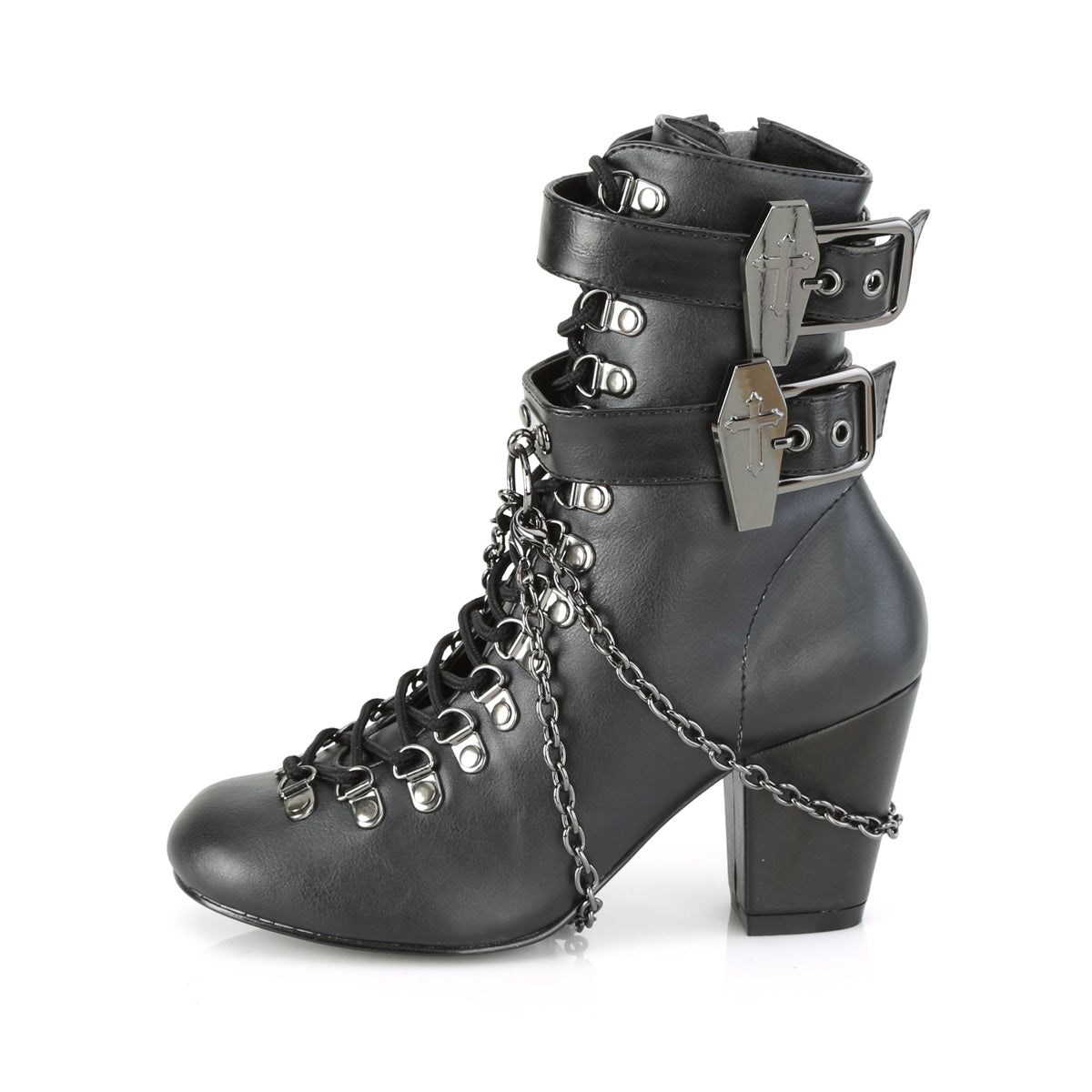 Black Demonia Vivika-128 Vegan Leather Women's Ankle Boots | 61BMFJ