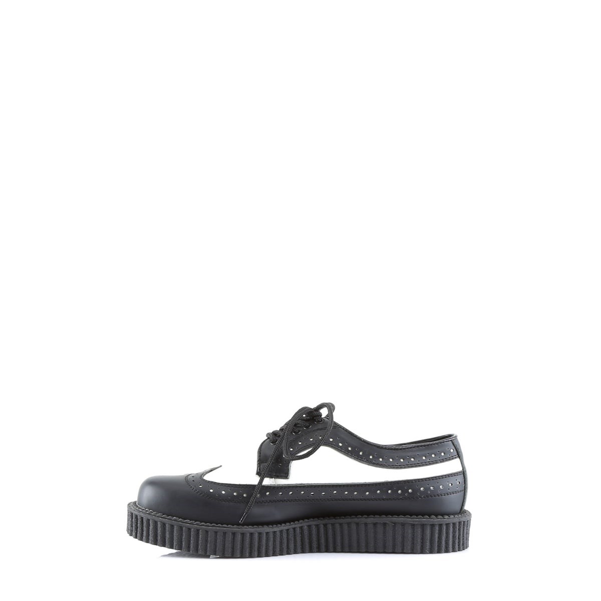 Black / White Demonia Creeper-608 Leather Women's Creepers Shoes | 72ISOF