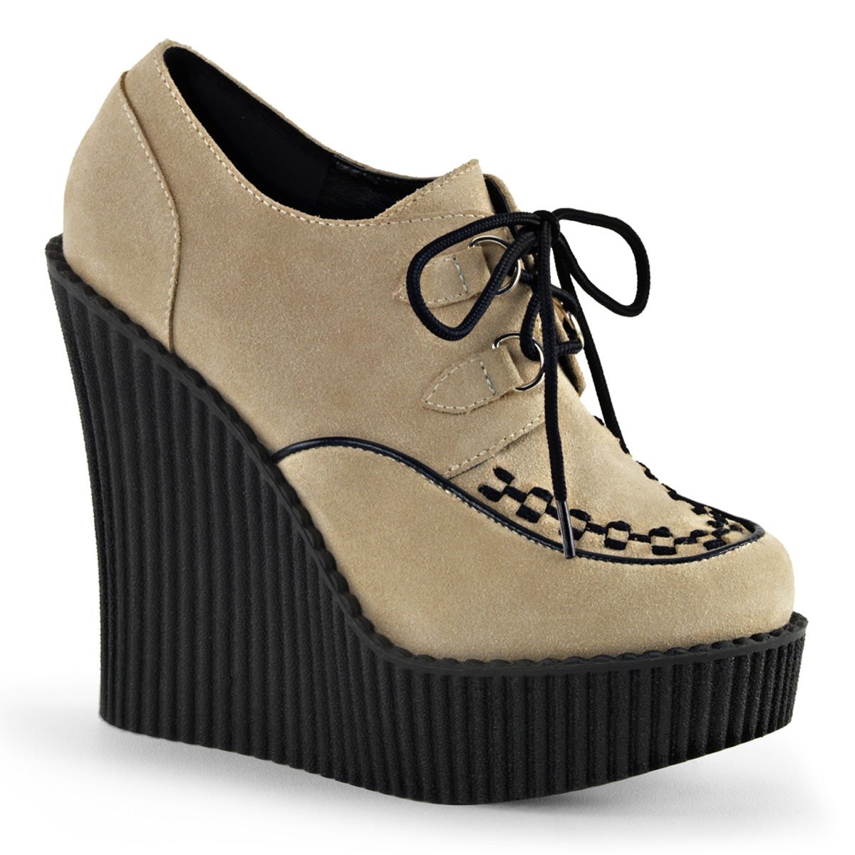 Cream Demonia Creeper-302 Vegan Suede Women\'s Creepers Shoes | 31OZYU