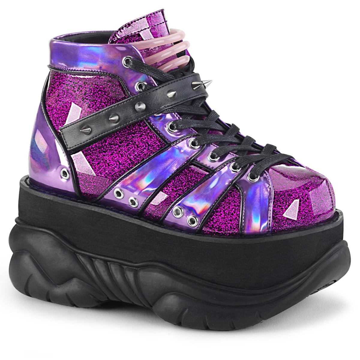 Purple Demonia Neptune-100 Glitter-Hologram Men\'s Ankle Boots | 70PUNV