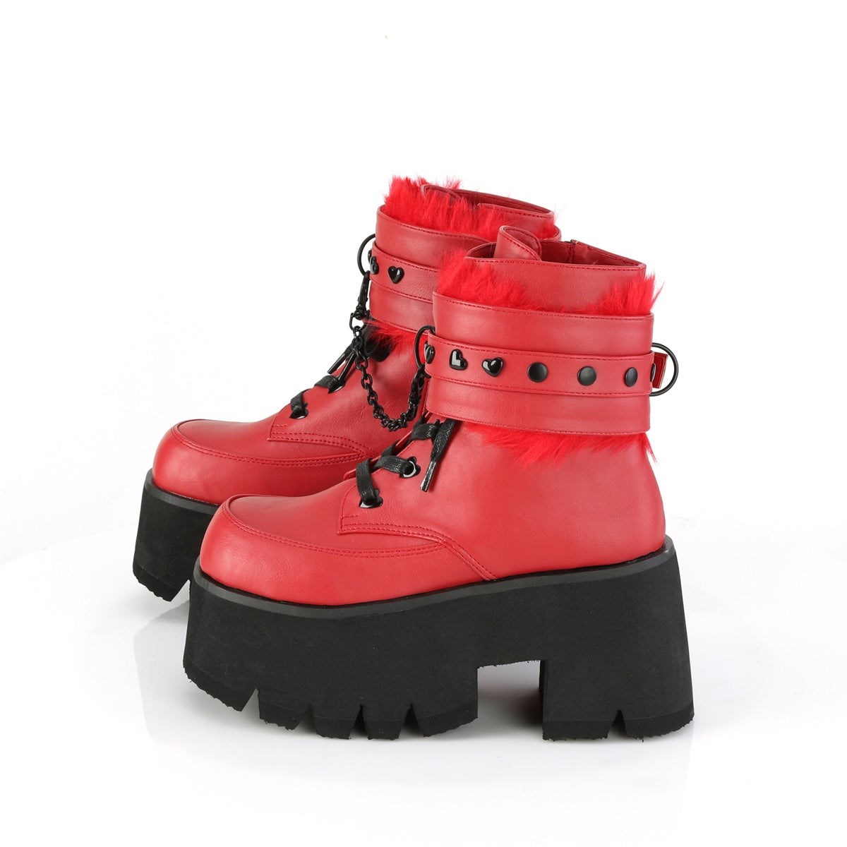 Red Demonia Ashes-57 Vegan Leather Women's Ankle Boots | 37GHZR