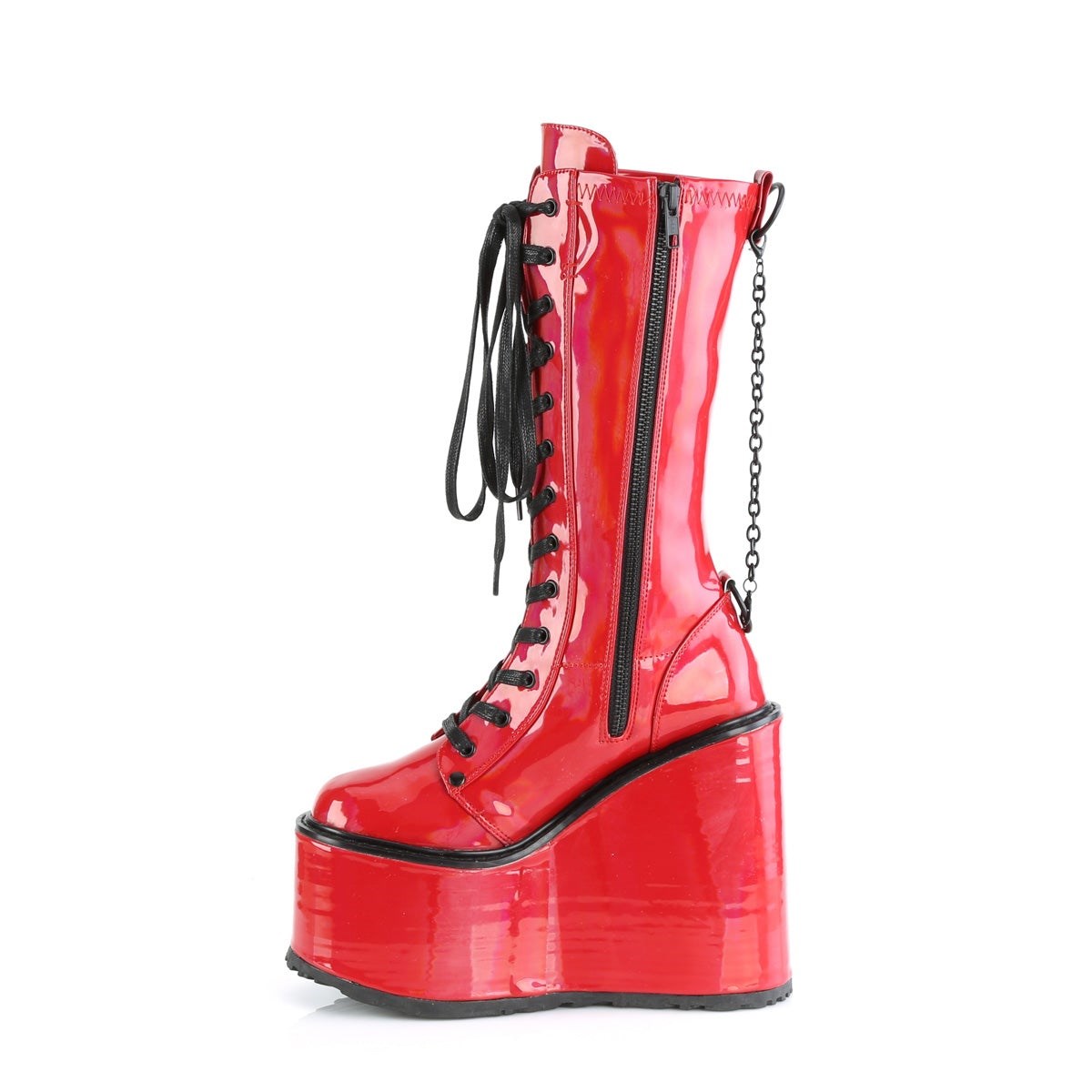 Red Demonia Swing-150 Holographic Stretch Patent Women's Ankle Boots | 50UPMG