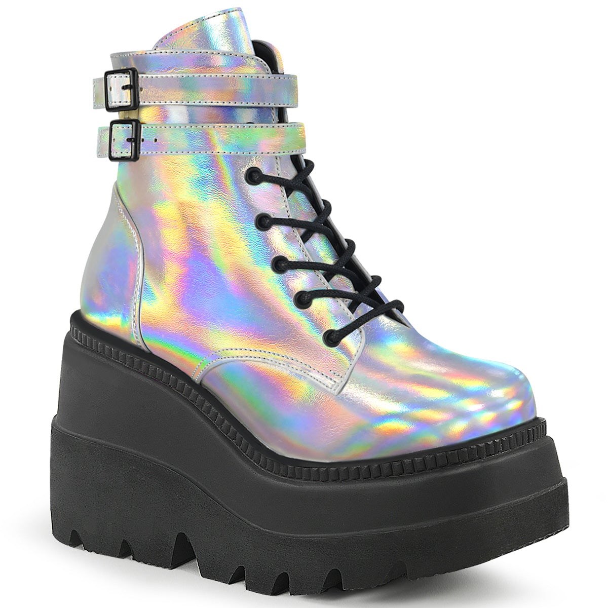 Silver Demonia Shaker-52 Hologram Women\'s Ankle Boots | 81OYFL